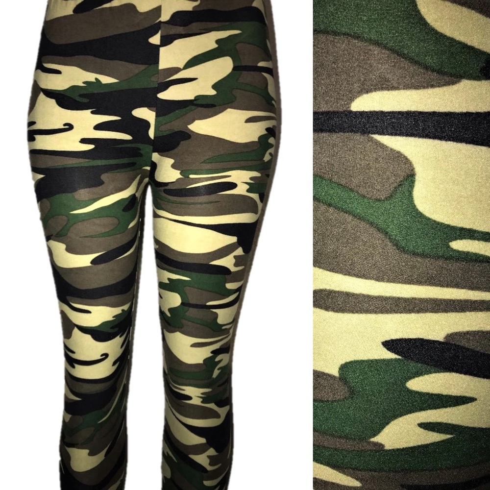 Super Soft Leggings Green Camo Camouflage Design